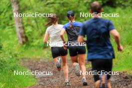 21.06.2024, Les Diablerets, Switzerland (SUI): Marina Kaelin (SUI), Nadia Kaelin (SUI), Joeri Kindschi (SUI), (l-r) - Cross-Country summer training, Les Diablerets (SUI). www.nordicfocus.com. © Manzoni/NordicFocus. Every downloaded picture is fee-liable.