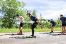 21.06.2024, Les Diablerets, Switzerland (SUI): Jason Rueesch (SUI), Fabrizio Albasini (SUI), Erwan Kaeser (SUI), Jonas Baumann (SUI), (l-r) - Cross-Country summer training, Les Diablerets (SUI). www.nordicfocus.com. © Manzoni/NordicFocus. Every downloaded picture is fee-liable.