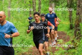 21.06.2024, Les Diablerets, Switzerland (SUI): Fabrizio Albasini (SUI), Janik Riebli (SUI), Erik Braten Guidon (NOR), coach Team Switzerland, (l-r) - Cross-Country summer training, Les Diablerets (SUI). www.nordicfocus.com. © Manzoni/NordicFocus. Every downloaded picture is fee-liable.