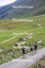 07.08.2024, Lenzerheide, Switzerland (SUI): Nicola Wigger (SUI), Valerio Grond (SUI), Beda Klee (SUI), (l-r) - Cross-Country summer training, Lenzerheide (SUI). www.nordicfocus.com. © Manzoni/NordicFocus. Every downloaded picture is fee-liable.