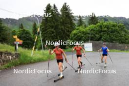 21.06.2024, Les Diablerets, Switzerland (SUI): Nadia Kaelin (SUI), Desiree Steiner (SUI), Marina Kaelin (SUI), (l-r) - Cross-Country summer training, Les Diablerets (SUI). www.nordicfocus.com. © Manzoni/NordicFocus. Every downloaded picture is fee-liable.