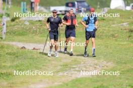 07.08.2024, Lenzerheide, Switzerland (SUI): Nicola Wigger (SUI), Valerio Grond (SUI), Beda Klee (SUI), (l-r) - Cross-Country summer training, Lenzerheide (SUI). www.nordicfocus.com. © Manzoni/NordicFocus. Every downloaded picture is fee-liable.