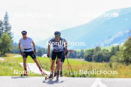 14.08.2024, Ulrichen, Switzerland (SUI): Jan Stoelben (GER), Lucas Boegl (GER), (l-r) - Cross-Country summer training, Ulrichen (SUI). www.nordicfocus.com. © Manzoni/NordicFocus. Every downloaded picture is fee-liable.