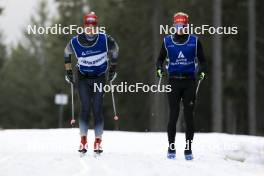 06.11.2024, Davos, Switzerland (SUI): Cyril Faehndrich (SUI), Sebastian Stalder (SUI), (l-r) - Cross-Country training, snowfarming track, Davos (SUI). www.nordicfocus.com. © Manzoni/NordicFocus. Every downloaded picture is fee-liable.