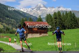 14.08.2024, Ulrichen, Switzerland (SUI): Friedrich Moch (GER), Albert Kuchler (GER), (l-r) - Cross-Country summer training, Ulrichen (SUI). www.nordicfocus.com. © Manzoni/NordicFocus. Every downloaded picture is fee-liable.