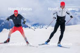 22.06.2024, Les Diablerets, Switzerland (SUI): Nicola Wigger (SUI), Roman Schaad (SUI), (l-r) - Cross-Country summer training on the Glacier 3000, Les Diablerets (SUI). www.nordicfocus.com. © Manzoni/NordicFocus. Every downloaded picture is fee-liable.