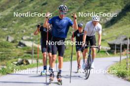 07.08.2024, Lenzerheide, Switzerland (SUI): Beda Klee (SUI), Valerio Grond (SUI), Nicola Wigger (SUI), Dario Cologna (SUI), (l-r) - Cross-Country summer training, Lenzerheide (SUI). www.nordicfocus.com. © Manzoni/NordicFocus. Every downloaded picture is fee-liable.