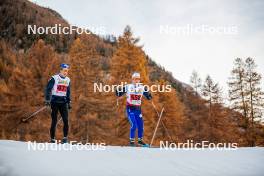 09.11.2024, Bessans, France (FRA): Clément Parisse (FRA), Jules Lapierre (FRA), (l-r) - Cross-Country summer training, Bessans (FRA). www.nordicfocus.com. © Authamayou/NordicFocus. Every downloaded picture is fee-liable.