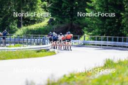 21.06.2024, Les Diablerets, Switzerland (SUI): Antonin Savary (SUI), Jason Rueesch (SUI), Ilan Pittier (SUI), (l-r) - Cross-Country summer training, Les Diablerets (SUI). www.nordicfocus.com. © Manzoni/NordicFocus. Every downloaded picture is fee-liable.