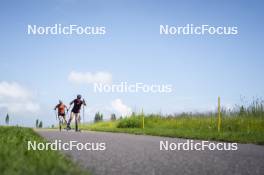 09.07.2024, Lavaze, Italy (ITA): Nadine Faehndrich (SUI), Nicole Monsorno (ITA), (l-r)  - Cross-Country summer training, Lavaze (ITA). www.nordicfocus.com. © Vanzetta/NordicFocus. Every downloaded picture is fee-liable.