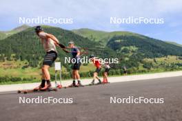 15.08.2024, Ulrichen, Switzerland (SUI): Janosch Brugger (GER), Jan-Friedrich Doerks (GER), Albert Kuchler (GER), Jan Stoelben (GER), (l-r) - Cross-Country summer training, Ulrichen (SUI). www.nordicfocus.com. © Manzoni/NordicFocus. Every downloaded picture is fee-liable.