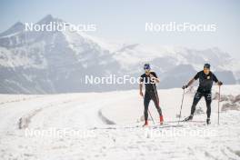 19.06.2024, Tignes, France (FRA): Hugo Lapalus (FRA), Jules Chappaz (FRA), (l-r) - Cross-Country summer training, Tignes (FRA). www.nordicfocus.com. © Authamayou/NordicFocus. Every downloaded picture is fee-liable.