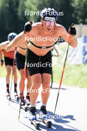 06.08.2024, Lenzerheide, Switzerland (SUI): Beda Klee (SUI), Nicola Wigger (SUI), Valerio Grond (SUI), (l-r) - Cross-Country summer training, Lenzerheide (SUI). www.nordicfocus.com. © Manzoni/NordicFocus. Every downloaded picture is fee-liable.