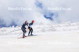 22.06.2024, Les Diablerets, Switzerland (SUI): Karoline Braten Guidon (SUI), coach Team Switzerland, Alina Meier (SUI), (l-r) - Cross-Country summer training on the Glacier 3000, Les Diablerets (SUI). www.nordicfocus.com. © Manzoni/NordicFocus. Every downloaded picture is fee-liable.