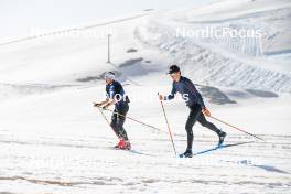 19.06.2024, Tignes, France (FRA): Renaud Jay (FRA), Théo Schely (FRA), (l-r) - Cross-Country summer training, Tignes (FRA). www.nordicfocus.com. © Authamayou/NordicFocus. Every downloaded picture is fee-liable.