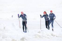 22.06.2024, Les Diablerets, Switzerland (SUI): Valerio Grond (SUI), Nadia Kaelin (SUI), Beda Klee (SUI), (l-r) - Cross-Country summer training on the Glacier 3000, Les Diablerets (SUI). www.nordicfocus.com. © Manzoni/NordicFocus. Every downloaded picture is fee-liable.