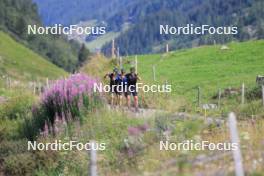 07.08.2024, Lenzerheide, Switzerland (SUI): Nicola Wigger (SUI), Beda Klee (SUI), Valerio Grond (SUI), (l-r) - Cross-Country summer training, Lenzerheide (SUI). www.nordicfocus.com. © Manzoni/NordicFocus. Every downloaded picture is fee-liable.