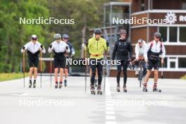 28.05.2024, Lenzerheide, Switzerland (SUI): Isai Naeff (SUI), Noe Naeff (SUI), Silvan Hauser (SUI), Jason Rueesch (SUI), Beda Klee (SUI), Nicola Wigger (SUI), (l-r) - Cross-Country training, Lenzerheide (SUI). www.nordicfocus.com. © Manzoni/NordicFocus. Every downloaded picture is fee-liable.