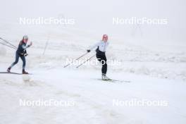 22.06.2024, Les Diablerets, Switzerland (SUI): Karoline Braten Guidon (SUI), coach Team Switzerland, Marina Kaelin (SUI), (l-r) - Cross-Country summer training on the Glacier 3000, Les Diablerets (SUI). www.nordicfocus.com. © Manzoni/NordicFocus. Every downloaded picture is fee-liable.