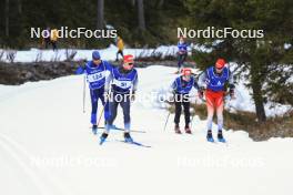 06.11.2024, Davos, Switzerland (SUI): Erwan Kaeser (SUI), Antonin Savary (SUI), Pierrick Cottier (SUI), Toni Livers (SUI), (l-r) - Cross-Country training, snowfarming track, Davos (SUI). www.nordicfocus.com. © Manzoni/NordicFocus. Every downloaded picture is fee-liable.