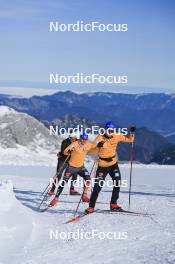 12.10.2024, Ramsau am Dachstein, Austria (AUT): Paul Graef (GER), Albert Kuchler (GER), Anian Sossau (GER), (l-r) - Cross-Country summer training, Dachsteinglacier, Ramsau am Dachstein (AUT). www.nordicfocus.com. © Manzoni/NordicFocus. Every downloaded picture is fee-liable.