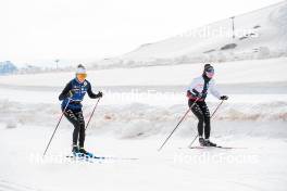 18.06.2024, Tignes, France (FRA): Delphine Claudel (FRA), Mélissa Gal (FRA), (l-r) - Cross-Country summer training, Tignes (FRA). www.nordicfocus.com. © Authamayou/NordicFocus. Every downloaded picture is fee-liable.