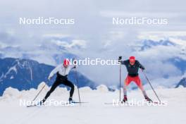 22.06.2024, Les Diablerets, Switzerland (SUI): Roman Schaad (SUI), Nicola Wigger (SUI), (l-r) - Cross-Country summer training on the Glacier 3000, Les Diablerets (SUI). www.nordicfocus.com. © Manzoni/NordicFocus. Every downloaded picture is fee-liable.