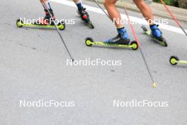 07.08.2024, Lenzerheide, Switzerland (SUI): Beda Klee (SUI), Nicola Wigger (SUI), Valerio Grond (SUI), (l-r) - Cross-Country summer training, Lenzerheide (SUI). www.nordicfocus.com. © Manzoni/NordicFocus. Every downloaded picture is fee-liable.