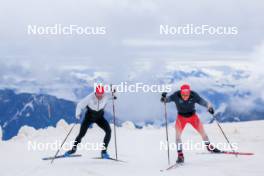 22.06.2024, Les Diablerets, Switzerland (SUI): Roman Schaad (SUI), Nicola Wigger (SUI), (l-r) - Cross-Country summer training on the Glacier 3000, Les Diablerets (SUI). www.nordicfocus.com. © Manzoni/NordicFocus. Every downloaded picture is fee-liable.