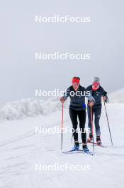 22.06.2024, Les Diablerets, Switzerland (SUI): Alina Meier (SUI), Karoline Braten Guidon (SUI), coach Team Switzerland, (l-r) - Cross-Country summer training on the Glacier 3000, Les Diablerets (SUI). www.nordicfocus.com. © Manzoni/NordicFocus. Every downloaded picture is fee-liable.