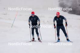 22.06.2024, Les Diablerets, Switzerland (SUI): Beda Klee (SUI), Valerio Grond (SUI), (l-r) - Cross-Country summer training on the Glacier 3000, Les Diablerets (SUI). www.nordicfocus.com. © Manzoni/NordicFocus. Every downloaded picture is fee-liable.