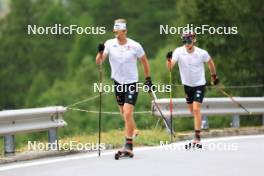 14.08.2024, Ulrichen, Switzerland (SUI): Jan-Friedrich Doerks (GER), Tom Emilio Wagner (GER), (l-r) - Cross-Country summer training, Ulrichen (SUI). www.nordicfocus.com. © Manzoni/NordicFocus. Every downloaded picture is fee-liable.