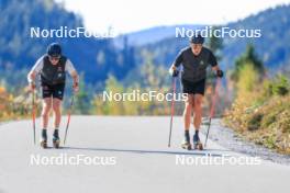 12.10.2024, Ramsau am Dachstein, Austria (AUT): Luca Petzold (GER), Alexander Brandner (GER), (l-r) - Cross-Country summer training, Ramsau am Dachstein (AUT). www.nordicfocus.com. © Manzoni/NordicFocus. Every downloaded picture is fee-liable.