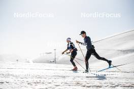 19.06.2024, Tignes, France (FRA): Renaud Jay (FRA), Théo Schely (FRA), (l-r) - Cross-Country summer training, Tignes (FRA). www.nordicfocus.com. © Authamayou/NordicFocus. Every downloaded picture is fee-liable.