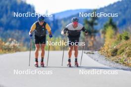 12.10.2024, Ramsau am Dachstein, Austria (AUT): Anian Sossau (GER), Paul Graef (GER), (l-r) - Cross-Country summer training, Ramsau am Dachstein (AUT). www.nordicfocus.com. © Manzoni/NordicFocus. Every downloaded picture is fee-liable.