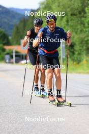 20.06.2024, Les Diablerets, Switzerland (SUI): Roman Schaad (SUI), Jonas Baumann (SUI), (l-r) - Cross-Country summer training, Les Diablerets (SUI). www.nordicfocus.com. © Manzoni/NordicFocus. Every downloaded picture is fee-liable.