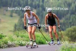 15.08.2024, Ulrichen, Switzerland (SUI): Lena Keck (GER), Sofie Krehl (GER), (l-r) - Cross-Country summer training, Ulrichen (SUI). www.nordicfocus.com. © Manzoni/NordicFocus. Every downloaded picture is fee-liable.