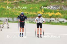 28.05.2024, Lenzerheide, Switzerland (SUI): Silvan Hauser (SUI), Jon-Fadri Nufer (SUI), (l-r) - Cross-Country training, Lenzerheide (SUI). www.nordicfocus.com. © Manzoni/NordicFocus. Every downloaded picture is fee-liable.