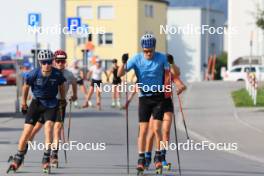 07.08.2024, Lenzerheide, Switzerland (SUI): Jon-Fadri Nufer (SUI), Cla-Ursin Nufer (SUI), Ilan Pittier (SUI), Alina Meier (SUI), (l-r) - Cross-Country summer training, Lenzerheide (SUI). www.nordicfocus.com. © Manzoni/NordicFocus. Every downloaded picture is fee-liable.