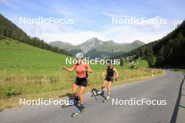 07.08.2024, Lenzerheide, Switzerland (SUI): Alina Meier (SUI), Ramona Schoepfer (SUI), (l-r) - Cross-Country summer training, Lenzerheide (SUI). www.nordicfocus.com. © Manzoni/NordicFocus. Every downloaded picture is fee-liable.