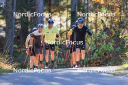 12.10.2024, Ramsau am Dachstein, Austria (AUT): Luca Petzold (GER), Paul Graef (GER), Lucas Boegl (GER), Alexander Brandner (GER), Anian Sossau (GER), Albert Kuchler (GER), (l-r) - Cross-Country summer training, Ramsau am Dachstein (AUT). www.nordicfocus.com. © Manzoni/NordicFocus. Every downloaded picture is fee-liable.