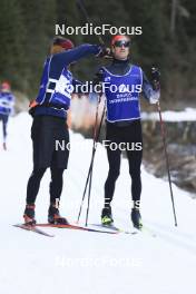 07.11.2024, Davos, Switzerland (SUI): Andreas Waldmeier (SUI), Candide Pralong (SUI), (l-r) - Cross-Country training, snowfarming track, Davos (SUI). www.nordicfocus.com. © Manzoni/NordicFocus. Every downloaded picture is fee-liable.