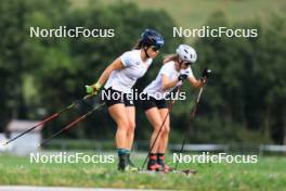 14.08.2024, Ulrichen, Switzerland (SUI): Katharina Hennig (GER), Pia Fink (GER), (l-r) - Cross-Country summer training, Ulrichen (SUI). www.nordicfocus.com. © Manzoni/NordicFocus. Every downloaded picture is fee-liable.