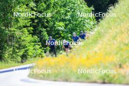 21.06.2024, Les Diablerets, Switzerland (SUI): Fabrizio Albasini (SUI), Janik Riebli (SUI), Antonin Savary (SUI), Beda Klee (SUI), (l-r) - Cross-Country summer training, Les Diablerets (SUI). www.nordicfocus.com. © Manzoni/NordicFocus. Every downloaded picture is fee-liable.