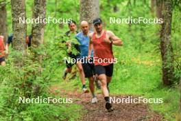 21.06.2024, Les Diablerets, Switzerland (SUI): Fabrizio Albasini (SUI), Jason Rueesch (SUI), Jonas Baumann (SUI), (l-r) - Cross-Country summer training, Les Diablerets (SUI). www.nordicfocus.com. © Manzoni/NordicFocus. Every downloaded picture is fee-liable.