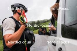 21.06.2024, Les Diablerets, Switzerland (SUI): Valerio Grond (SUI), Erik Braten Guidon (NOR), coach Team Switzerland, (l-r) - Cross-Country summer training, Les Diablerets (SUI). www.nordicfocus.com. © Manzoni/NordicFocus. Every downloaded picture is fee-liable.