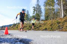 12.10.2024, Ramsau am Dachstein, Austria (AUT): Anian Sossau (GER), Alexander Brandner (GER), Lucas Boegl (GER), (l-r) - Cross-Country summer training, Ramsau am Dachstein (AUT). www.nordicfocus.com. © Manzoni/NordicFocus. Every downloaded picture is fee-liable.