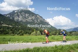 10.07.2024, Lavaze, Italy (ITA): Cyril Faehndrich (SUI), Nadine Faehndrich (SUI), (l-r)  - Cross-Country summer training, Lavaze (ITA). www.nordicfocus.com. © Vanzetta/NordicFocus. Every downloaded picture is fee-liable.