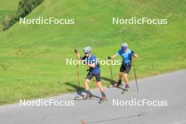 07.08.2024, Lenzerheide, Switzerland (SUI): Jon-Fadri Nufer (SUI), Ilan Pittier (SUI), (l-r) - Cross-Country summer training, Lenzerheide (SUI). www.nordicfocus.com. © Manzoni/NordicFocus. Every downloaded picture is fee-liable.