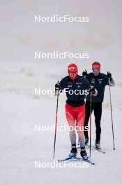 22.06.2024, Les Diablerets, Switzerland (SUI): Antonin Savary (SUI), Joeri Kindschi (SUI), (l-r) - Cross-Country summer training on the Glacier 3000, Les Diablerets (SUI). www.nordicfocus.com. © Manzoni/NordicFocus. Every downloaded picture is fee-liable.